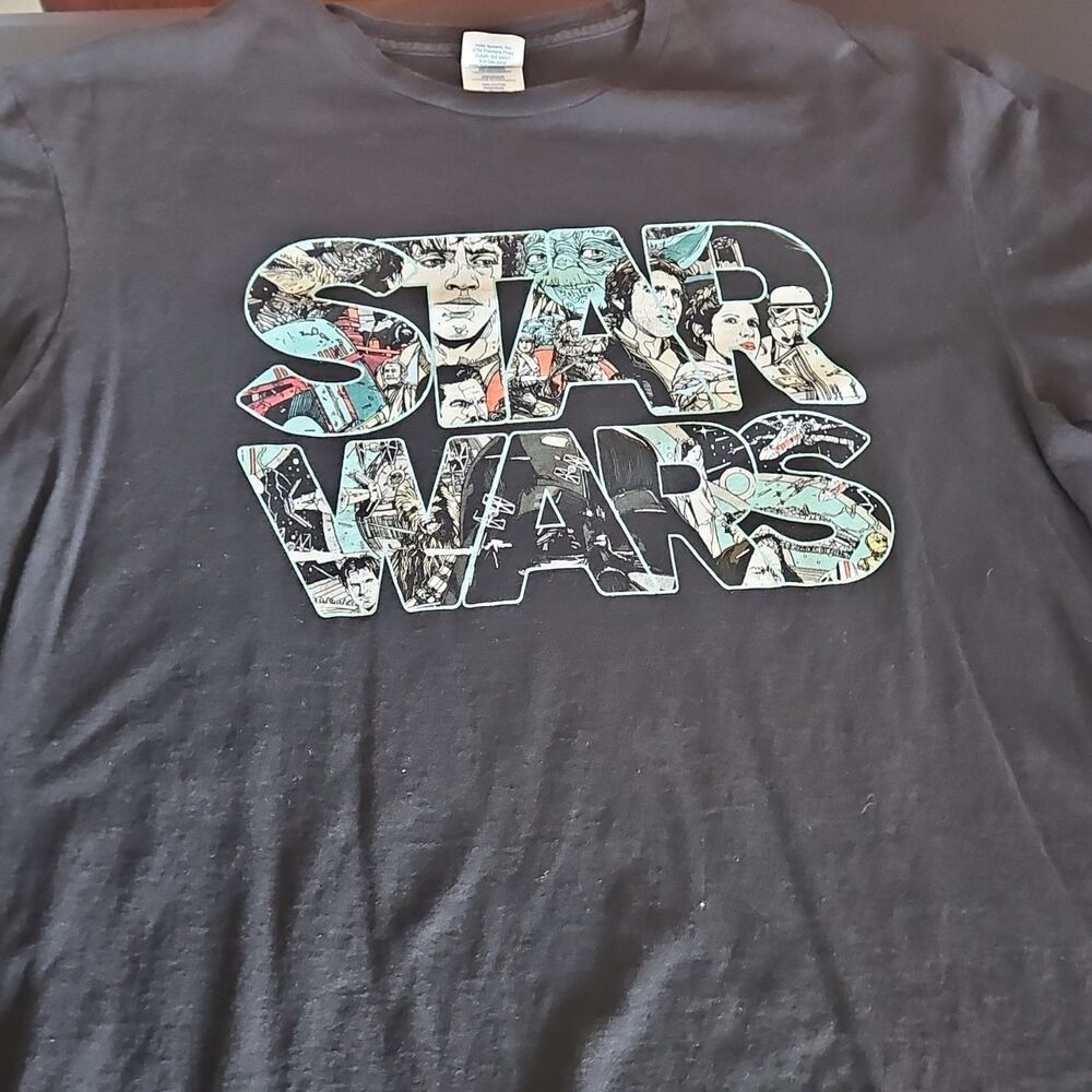 Delta Soft Star Wars Black Men's Graphic Logo T-Shirt Cotton XL Short Sleeve